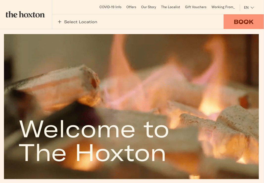 Screenshot of The Hoxton homepage
