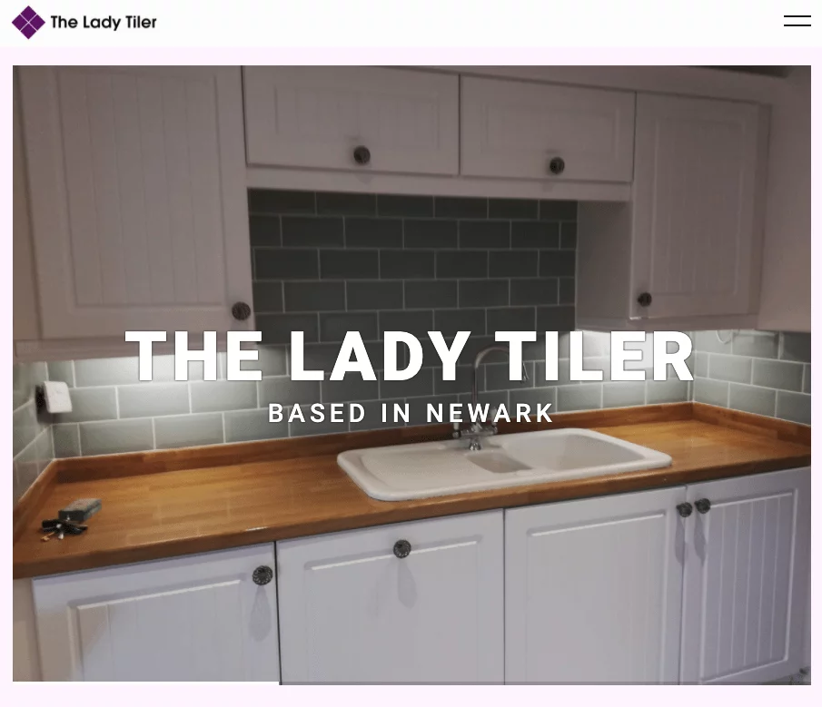 Screenshot of the lady tiler homepage