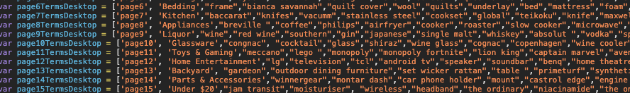Code for the search terms