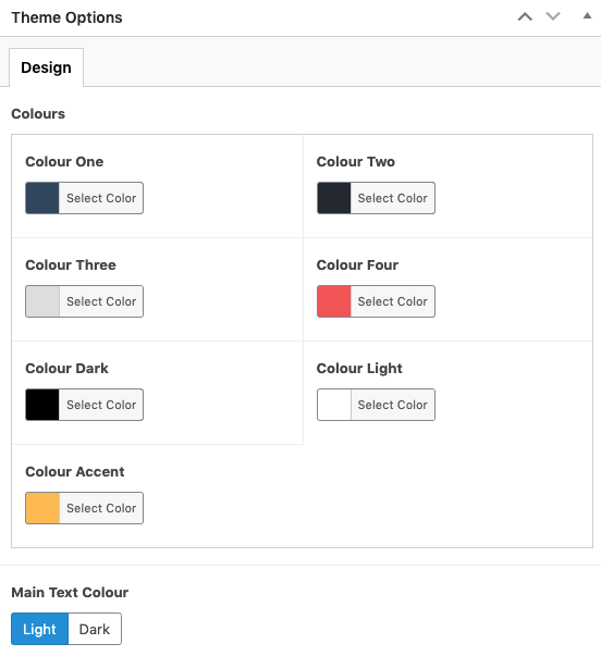 Screenshot of my design options
