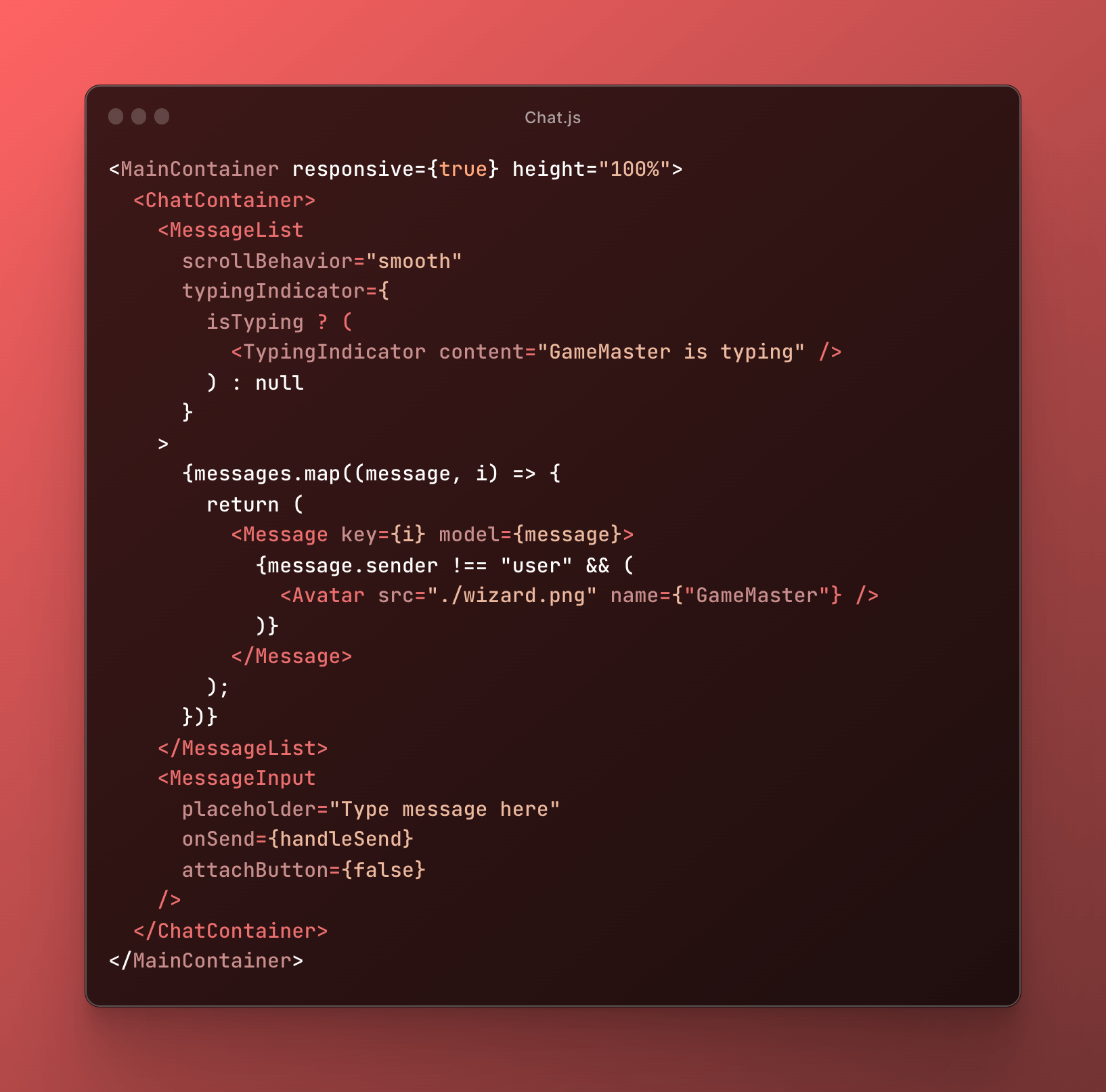 Code screenshot of my chat ui javascript